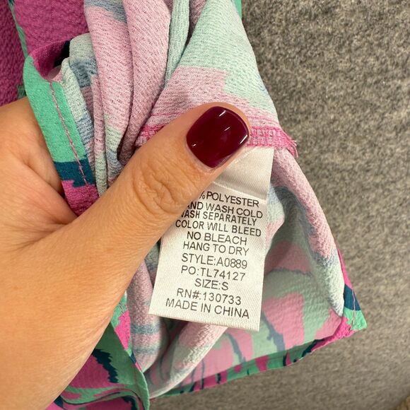 Umgee Dress Women S Small Blue Animal Print Shift Midi V-Neck Short Sleeve - Picture 4 of 8